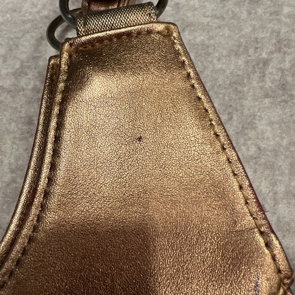 Y2K Michelle Genuine Leather Metallic Handbag Gold Bronze Copper Italian Purse - Picture 6 of 16